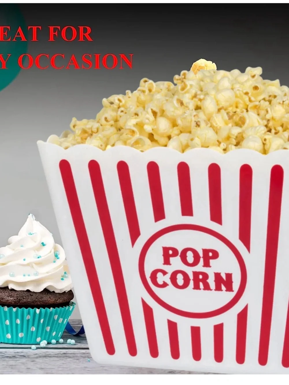Classic Red & White Popcorn Boxes - Party Snack Holders